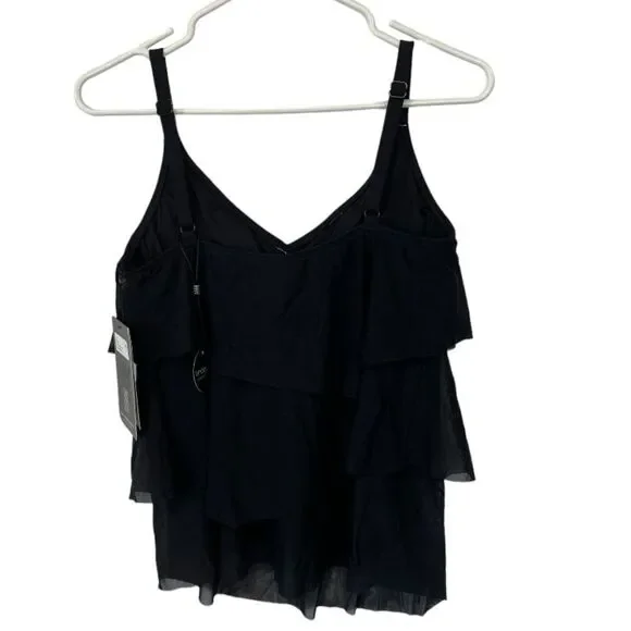 NWT Coco Reef | Black Flourish Bra Sized Tier Mesh Underwire Tankini Top 32C - Picture 3 of 5